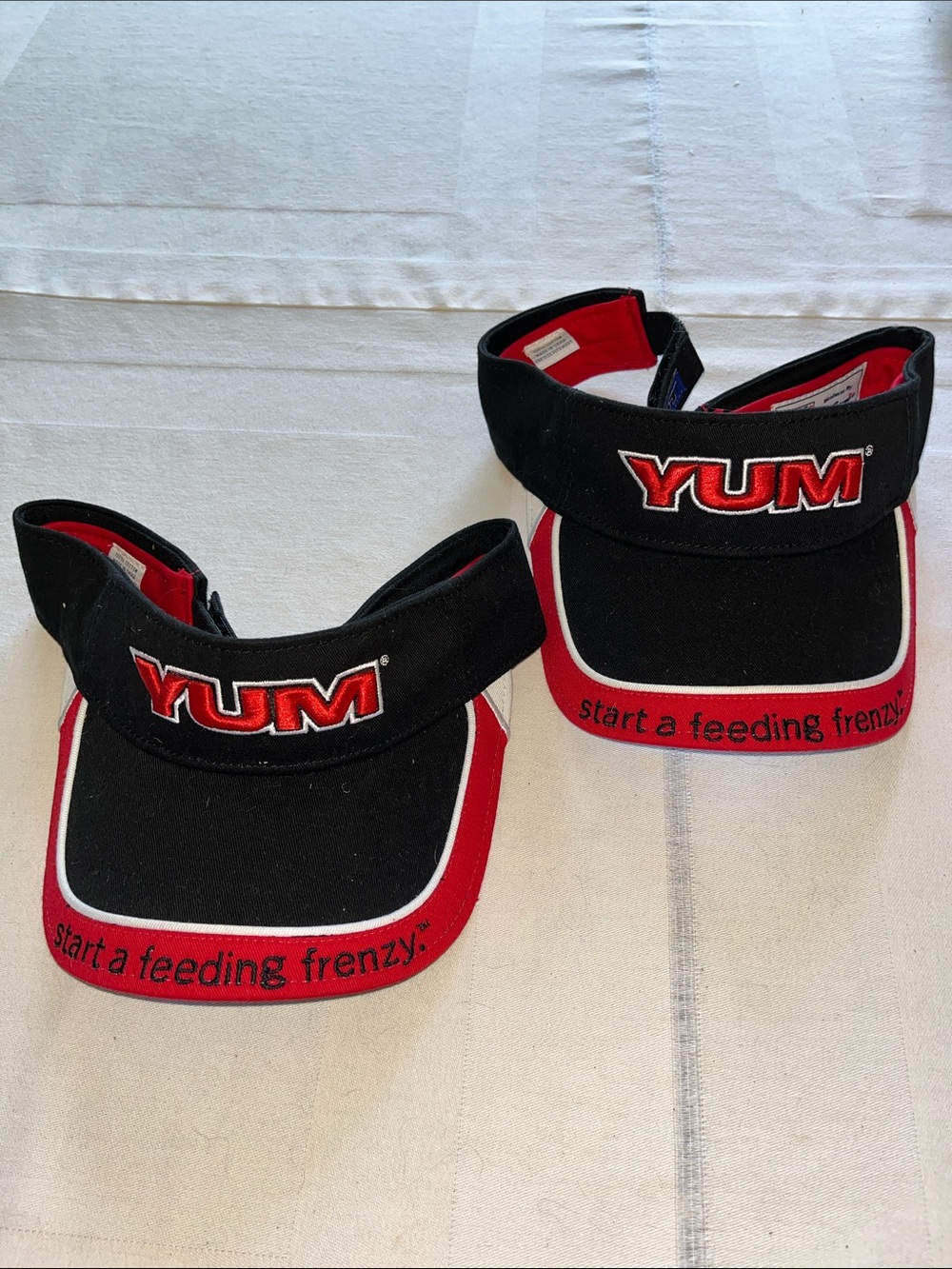 New Vintage YUM Fishing Baits Visor Hat Bundle Of Two